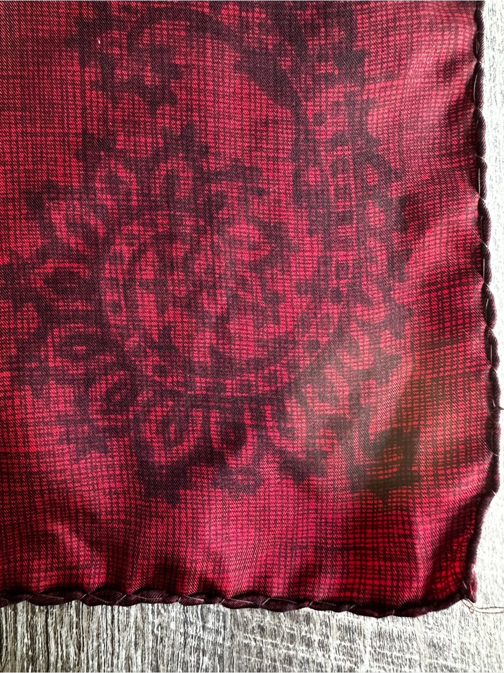 Vintage Red Paisley Scarf Pocket Square - Picture 2 of 5